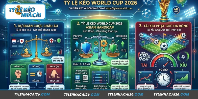 3 dạng kèo đá bóng Tỷ lệ kèo World cup 2026