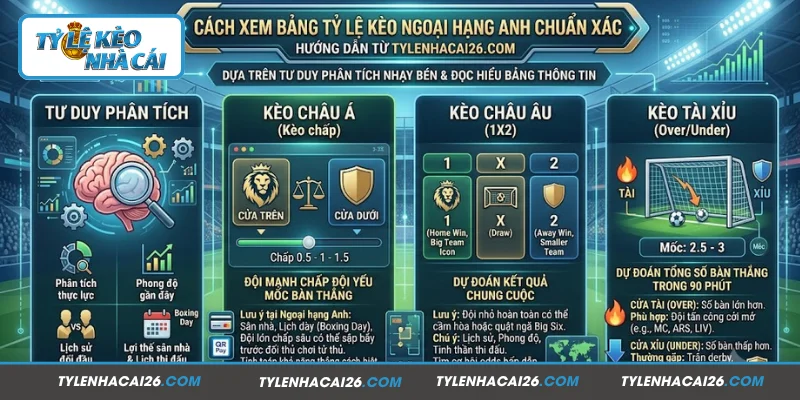 Hướng dẫn xem bảng tỷ lệ kèo Premier League